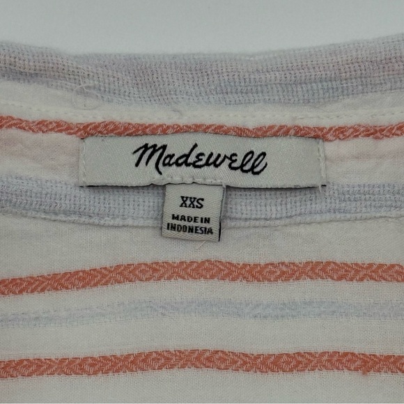 Madewell Women’s Beachside Striped Cotton Blend Cropped Button-Up Shirt XXS Blue - Picture 9 of 15